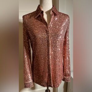 Akris Rose Gold Sequin Blouse